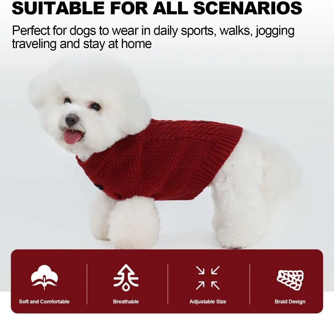 PINA Dog Sweater, Knitted Dog Sweater for Cold Weather, Dog Pullover Sweater Classic Warm Windproof, Puppy Sweater Winter Clothes for Small Medium Large Dogs