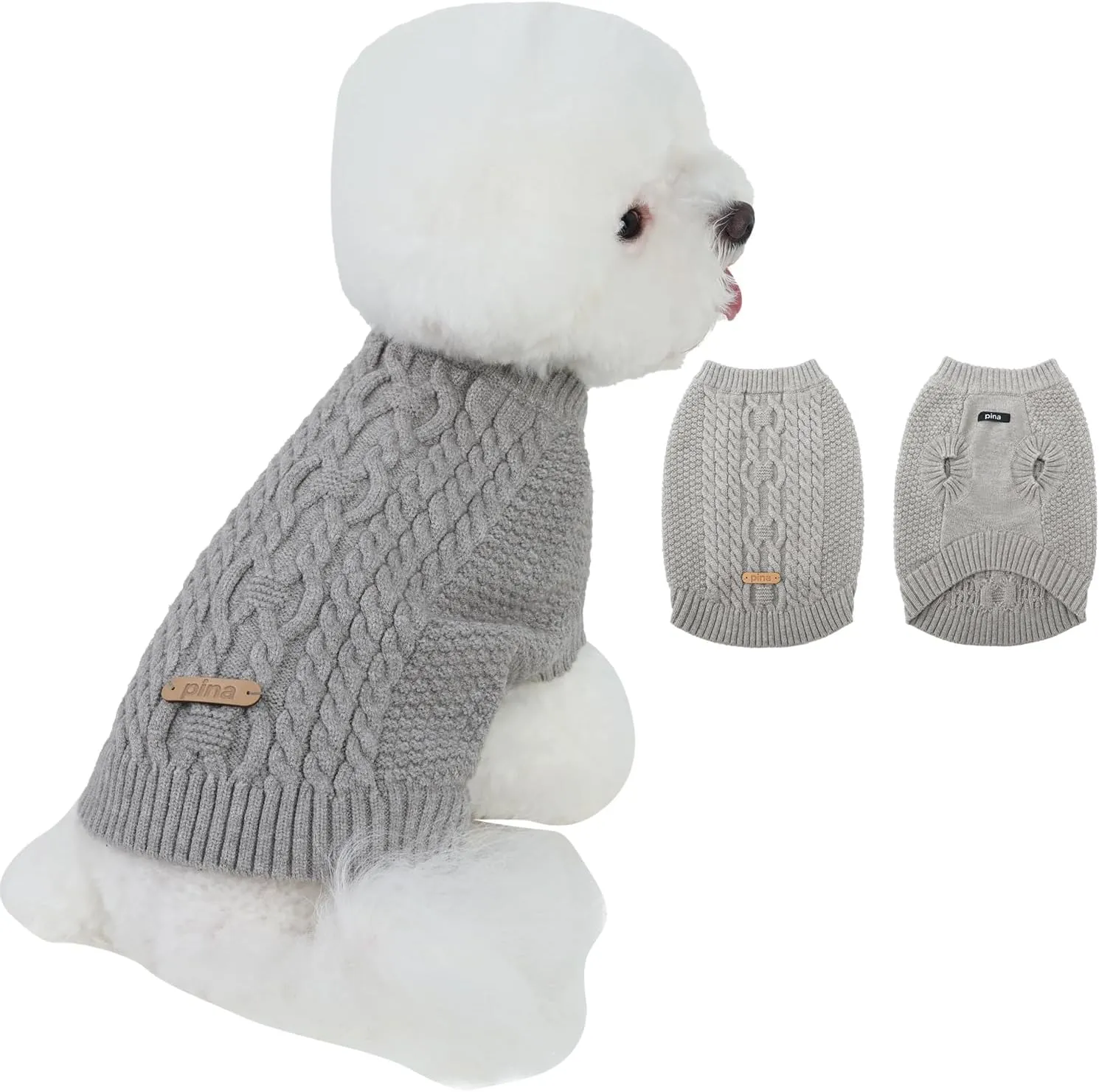 PINA Dog Sweater, Knitted Dog Sweater for Cold Weather, Dog Pullover Sweater Classic Warm Windproof, Puppy Sweater Winter Clothes for Small Medium Large Dogs