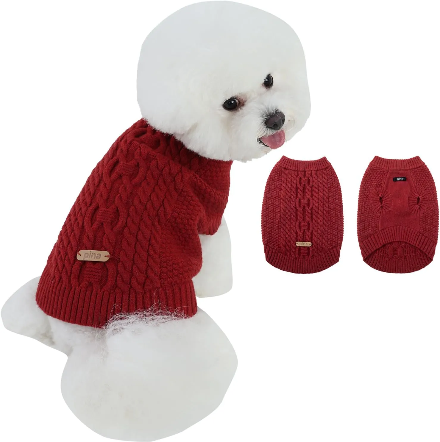 PINA Dog Sweater, Knitted Dog Sweater for Cold Weather, Dog Pullover Sweater Classic Warm Windproof, Puppy Sweater Winter Clothes for Small Medium Large Dogs