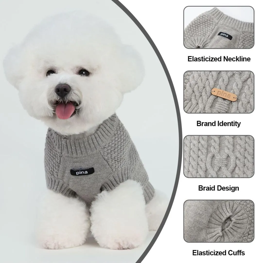 PINA Dog Sweater, Knitted Dog Sweater for Cold Weather, Dog Pullover Sweater Classic Warm Windproof, Puppy Sweater Winter Clothes for Small Medium Large Dogs