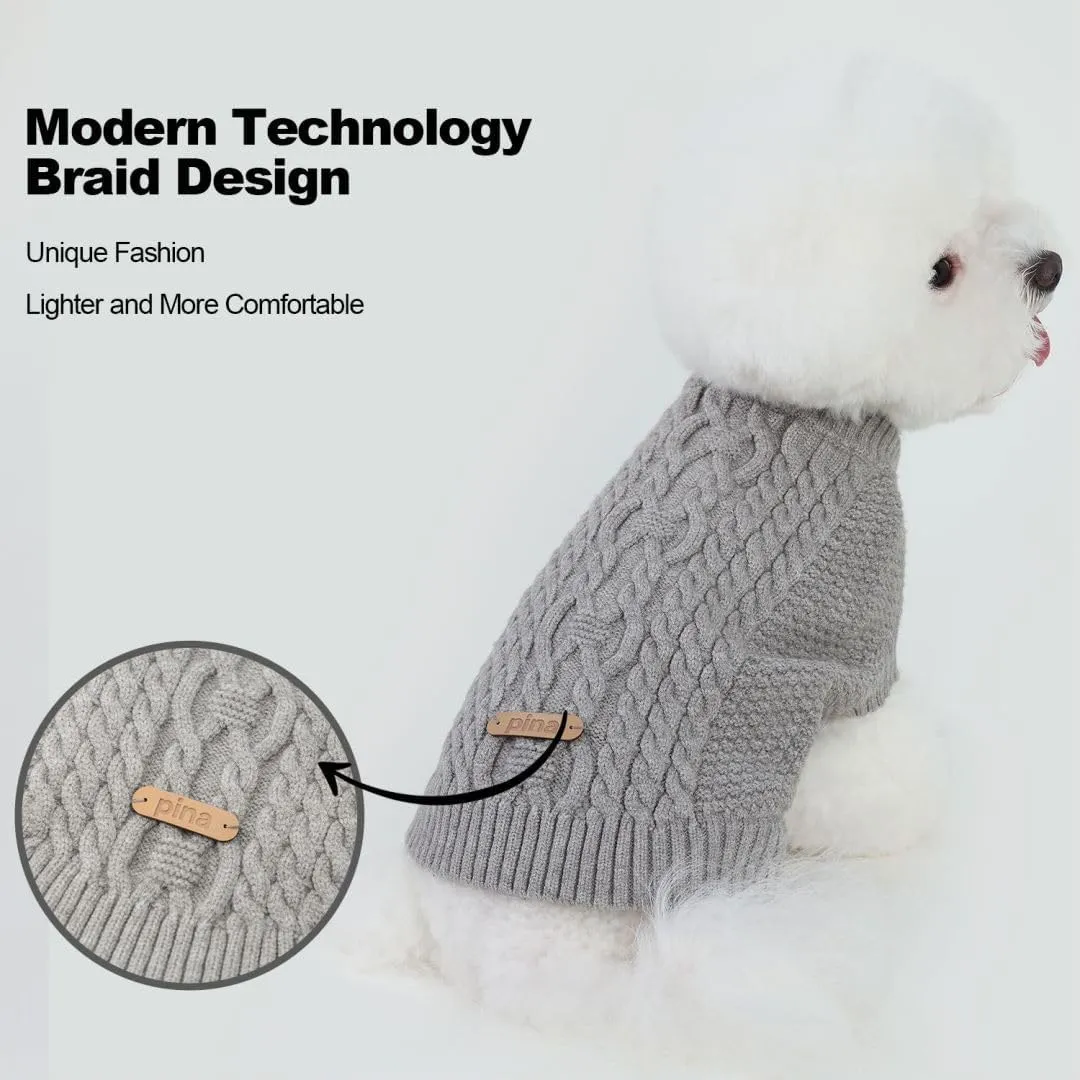 PINA Dog Sweater, Knitted Dog Sweater for Cold Weather, Dog Pullover Sweater Classic Warm Windproof, Puppy Sweater Winter Clothes for Small Medium Large Dogs