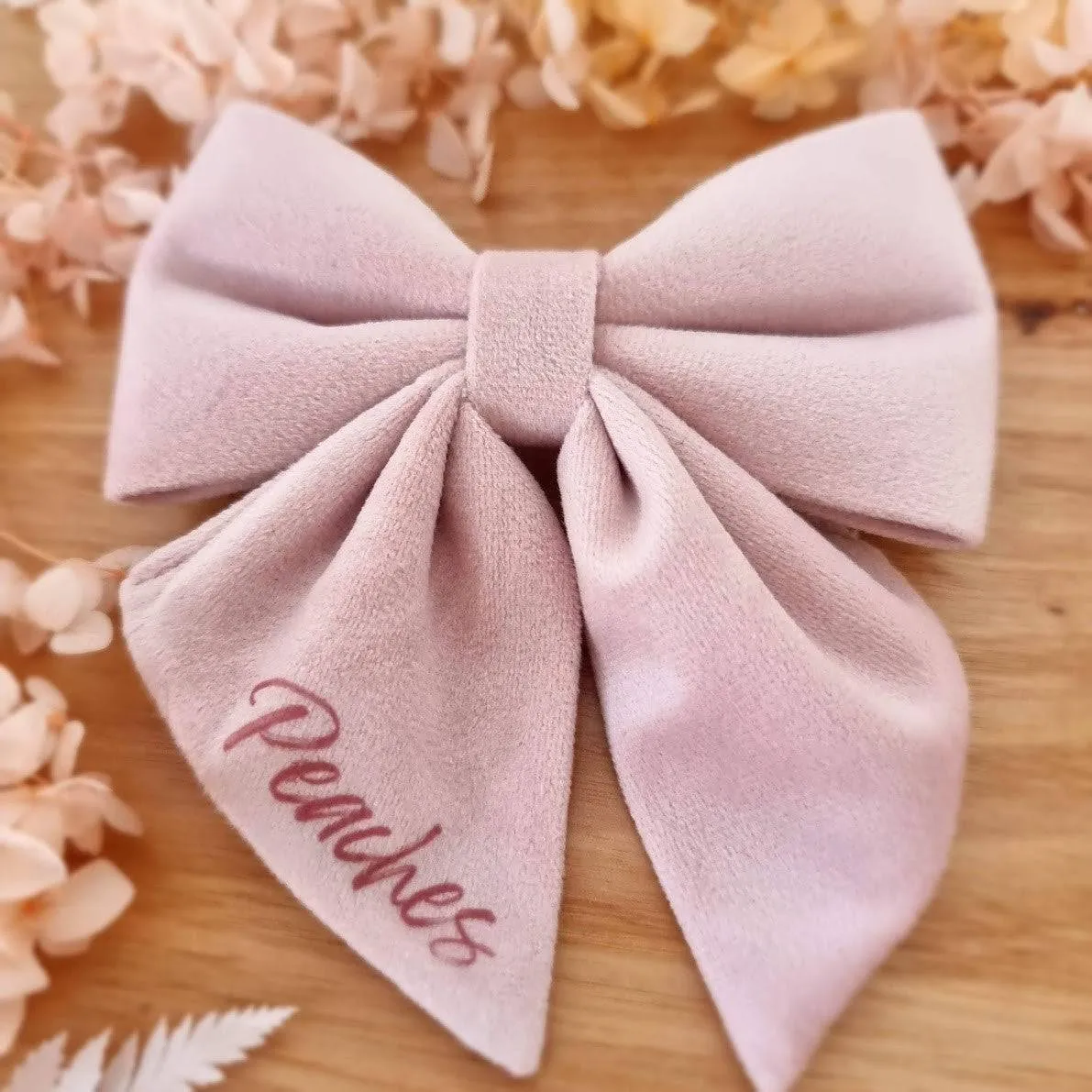 Pink dog bow tie - Dusty Pink velvet sailor dog bowtie with tails