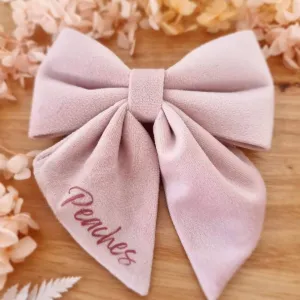 Pink dog bow tie - Dusty Pink velvet sailor dog bowtie with tails