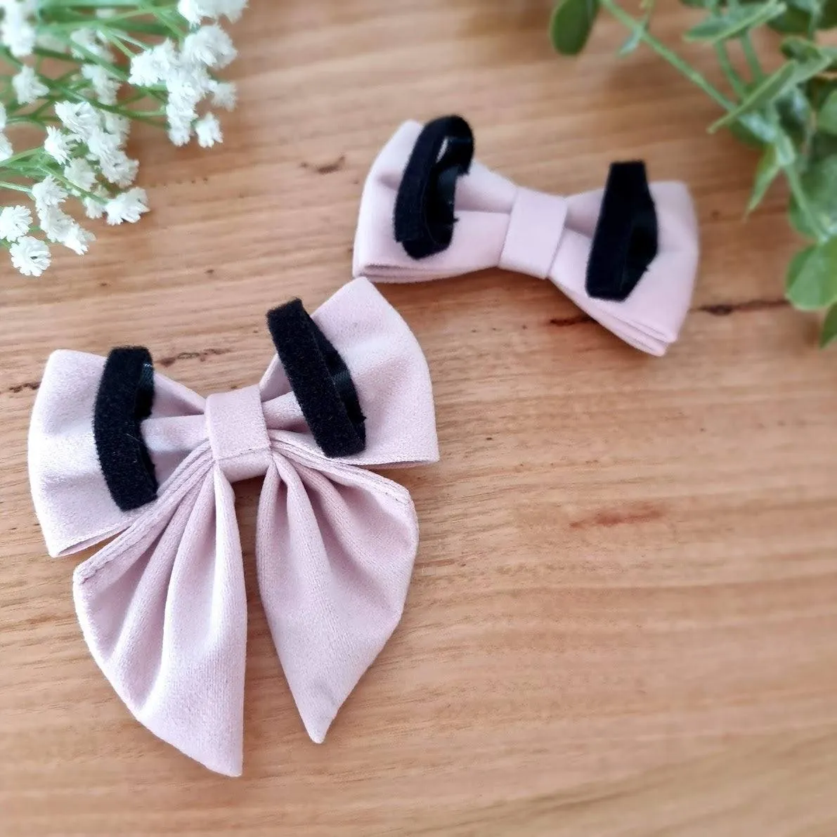Pink dog bow tie - Dusty Pink velvet sailor dog bowtie with tails