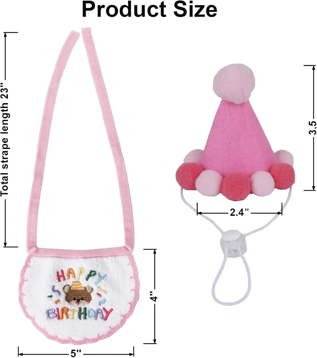 PTDECOR Cat Birthday Party Supplies, Pink Hat with Numbers Cat Bandana Pet Decorations for Kitten Birthday Outfits (Pink)