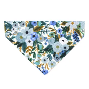 Rifle Paper Co® Pet Bandana - "Indigo Garden" - Blue Floral Bandana for Cat   Small Dog / Slide-on Bandana / Over-the-Collar (One Size)