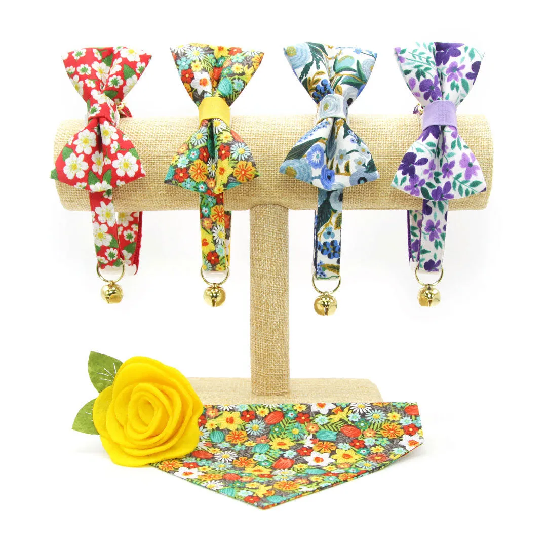 Rifle Paper Co® Pet Bandana - "Indigo Garden" - Blue Floral Bandana for Cat   Small Dog / Slide-on Bandana / Over-the-Collar (One Size)