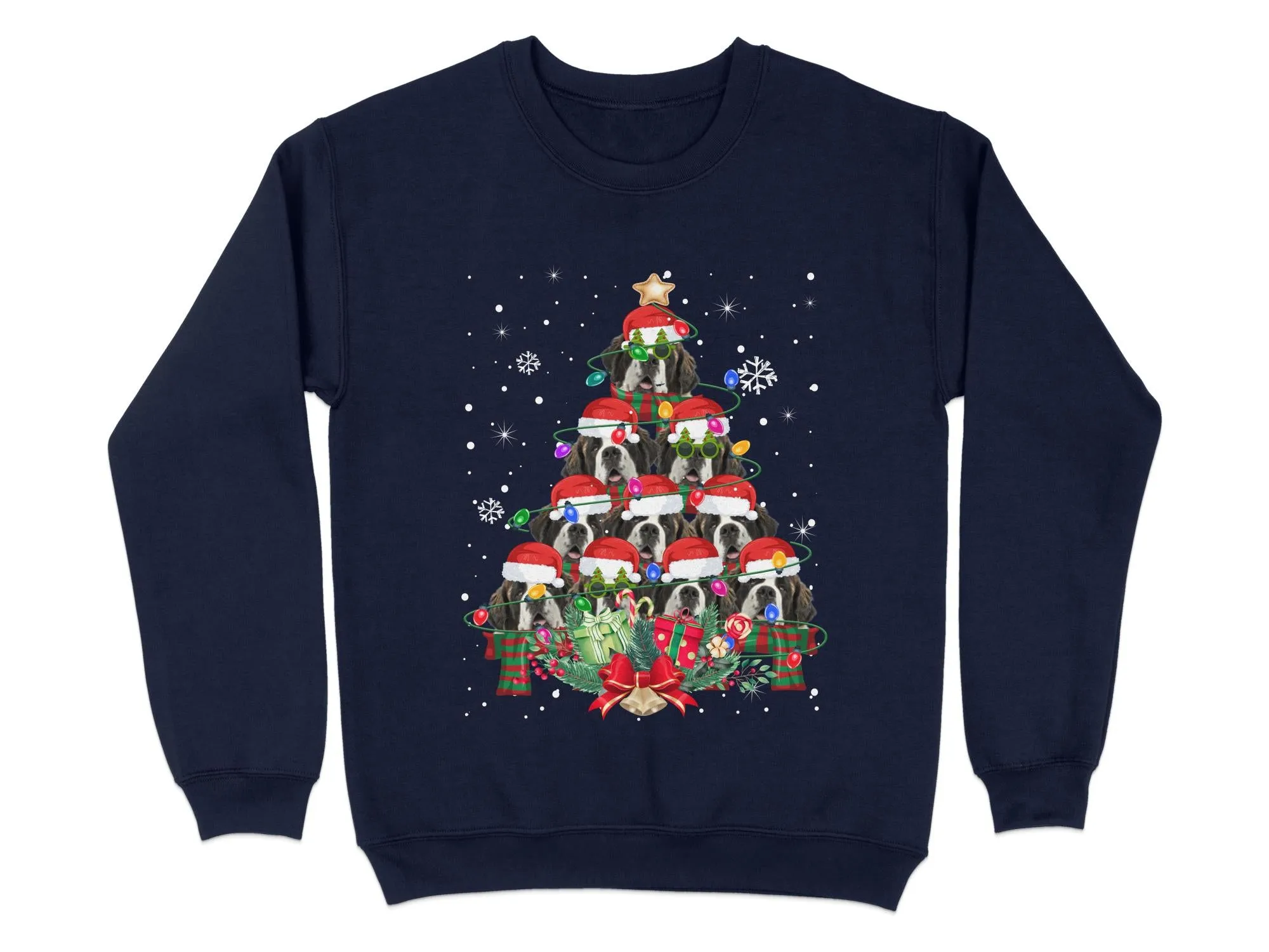 Saint Bernard Xmas Sweatshirt Xmas Tree Style Cute Holiday Sweatshirt Christmas Dog Shirt Festive Sweater Seasonal Dog Apparel