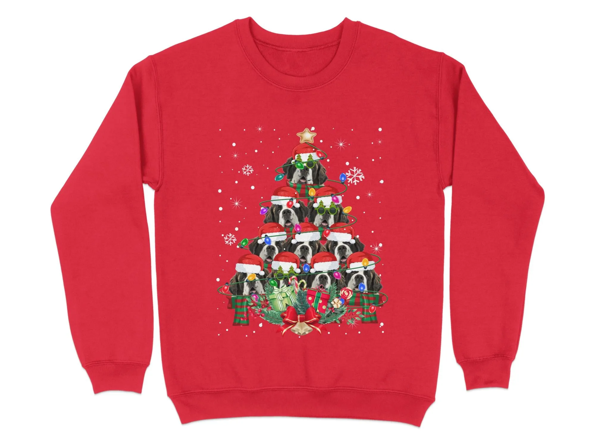 Saint Bernard Xmas Sweatshirt Xmas Tree Style Cute Holiday Sweatshirt Christmas Dog Shirt Festive Sweater Seasonal Dog Apparel