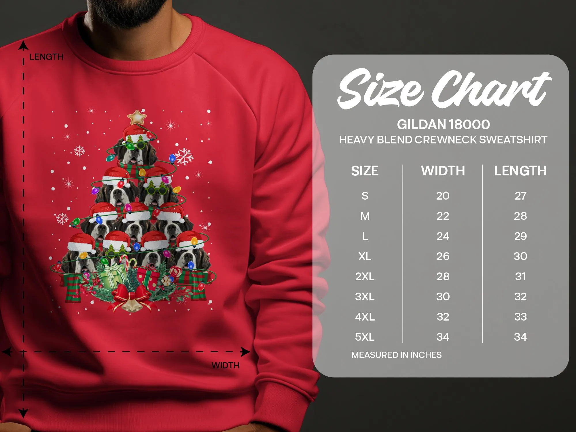 Saint Bernard Xmas Sweatshirt Xmas Tree Style Cute Holiday Sweatshirt Christmas Dog Shirt Festive Sweater Seasonal Dog Apparel