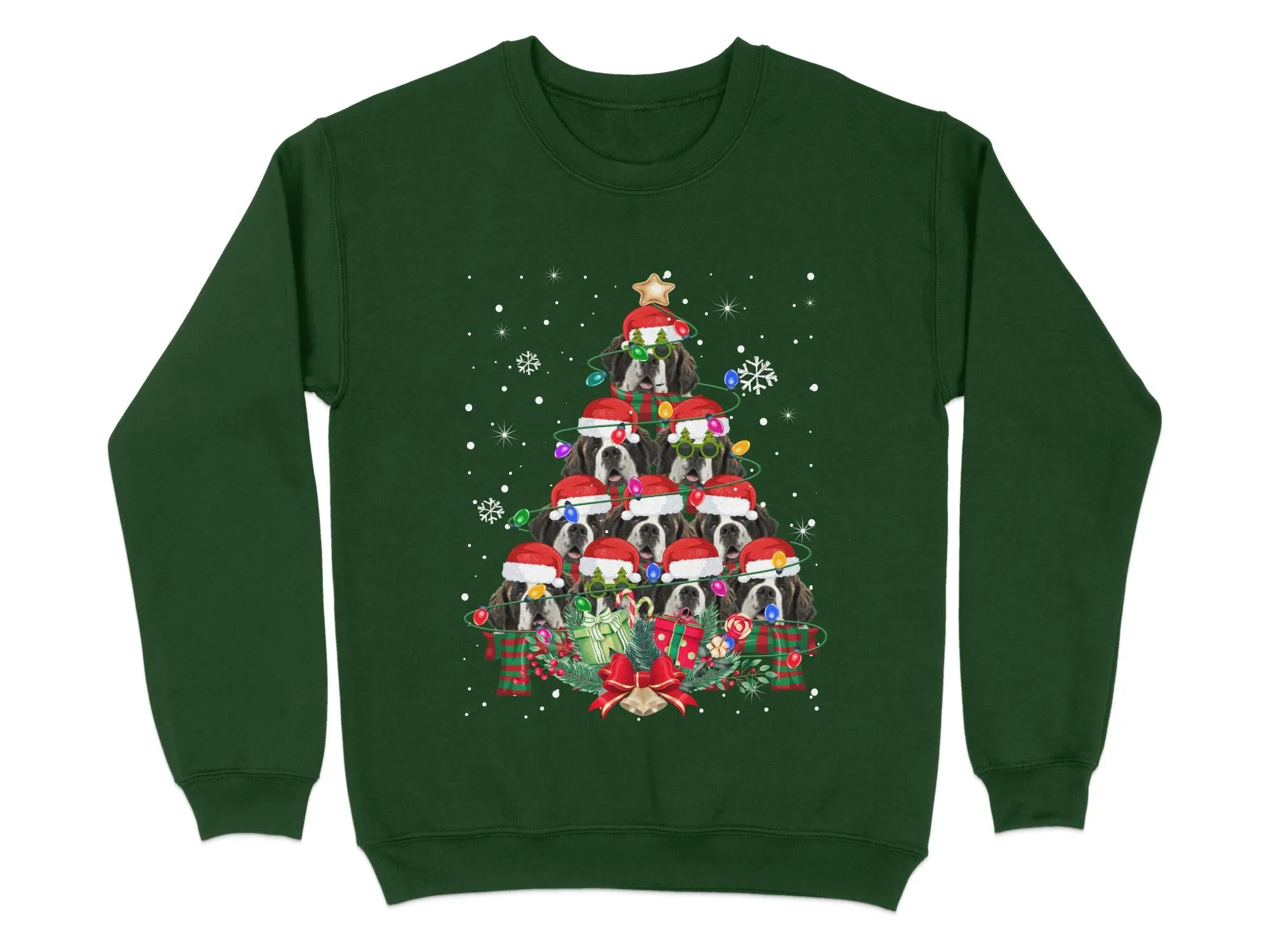 Saint Bernard Xmas Sweatshirt Xmas Tree Style Cute Holiday Sweatshirt Christmas Dog Shirt Festive Sweater Seasonal Dog Apparel