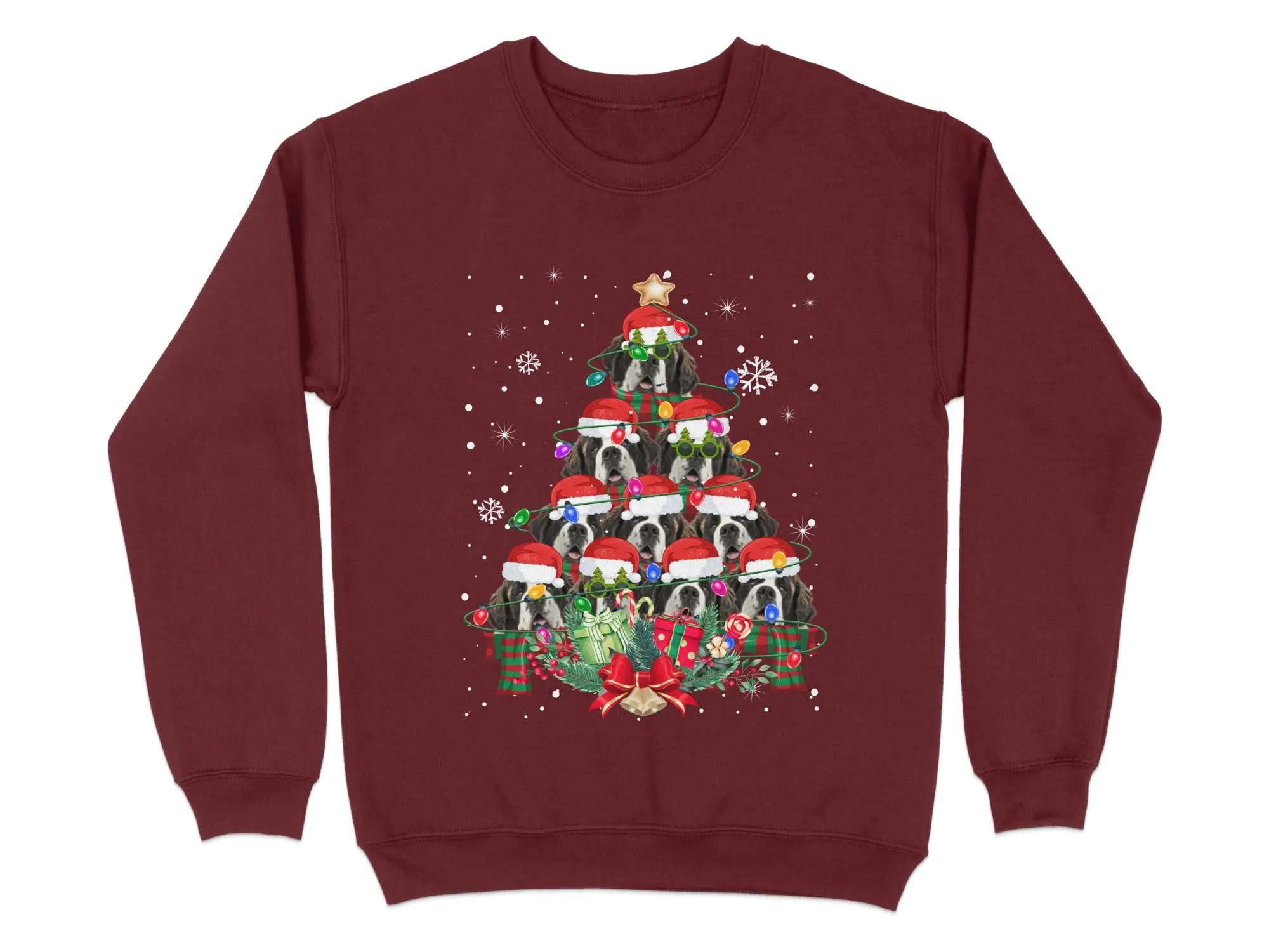 Saint Bernard Xmas Sweatshirt Xmas Tree Style Cute Holiday Sweatshirt Christmas Dog Shirt Festive Sweater Seasonal Dog Apparel