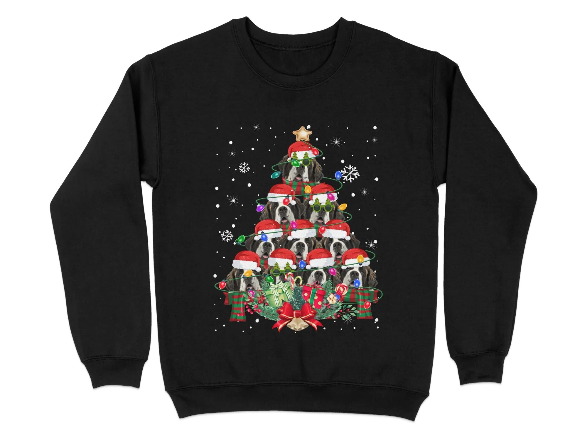 Saint Bernard Xmas Sweatshirt Xmas Tree Style Cute Holiday Sweatshirt Christmas Dog Shirt Festive Sweater Seasonal Dog Apparel