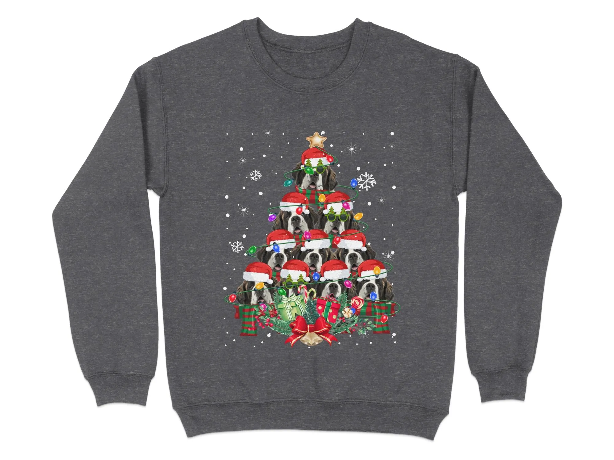 Saint Bernard Xmas Sweatshirt Xmas Tree Style Cute Holiday Sweatshirt Christmas Dog Shirt Festive Sweater Seasonal Dog Apparel