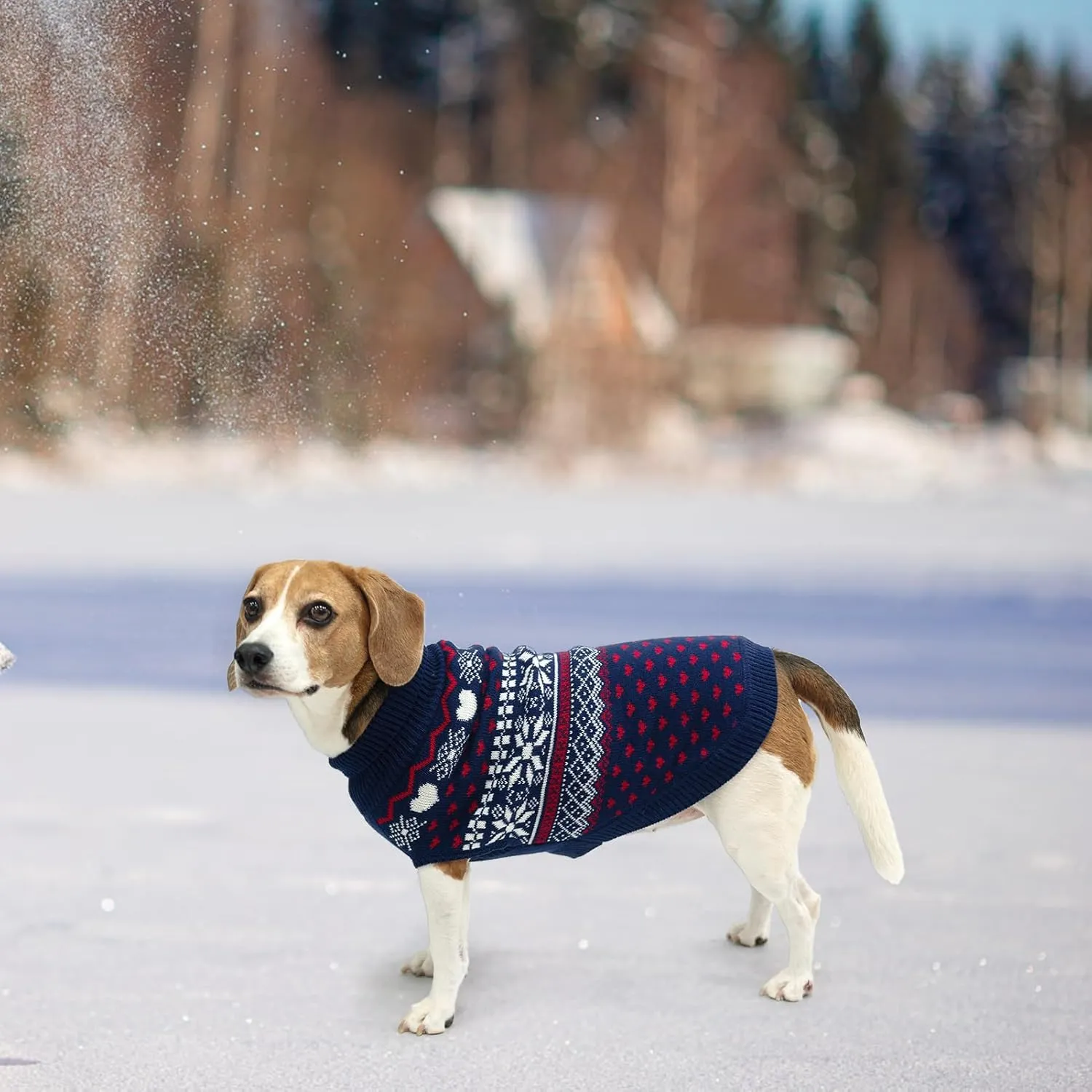SCENEREAL Dog Sweaters for Large Medium Small Dogs, Warm Puppy Clothes Soft Turtleneck Sweatshirt, Knitted Ugly Dog Christmas Sweater Pet Outfits, Argyle Xmas Pet Cold Weather Coat for Girls Boys