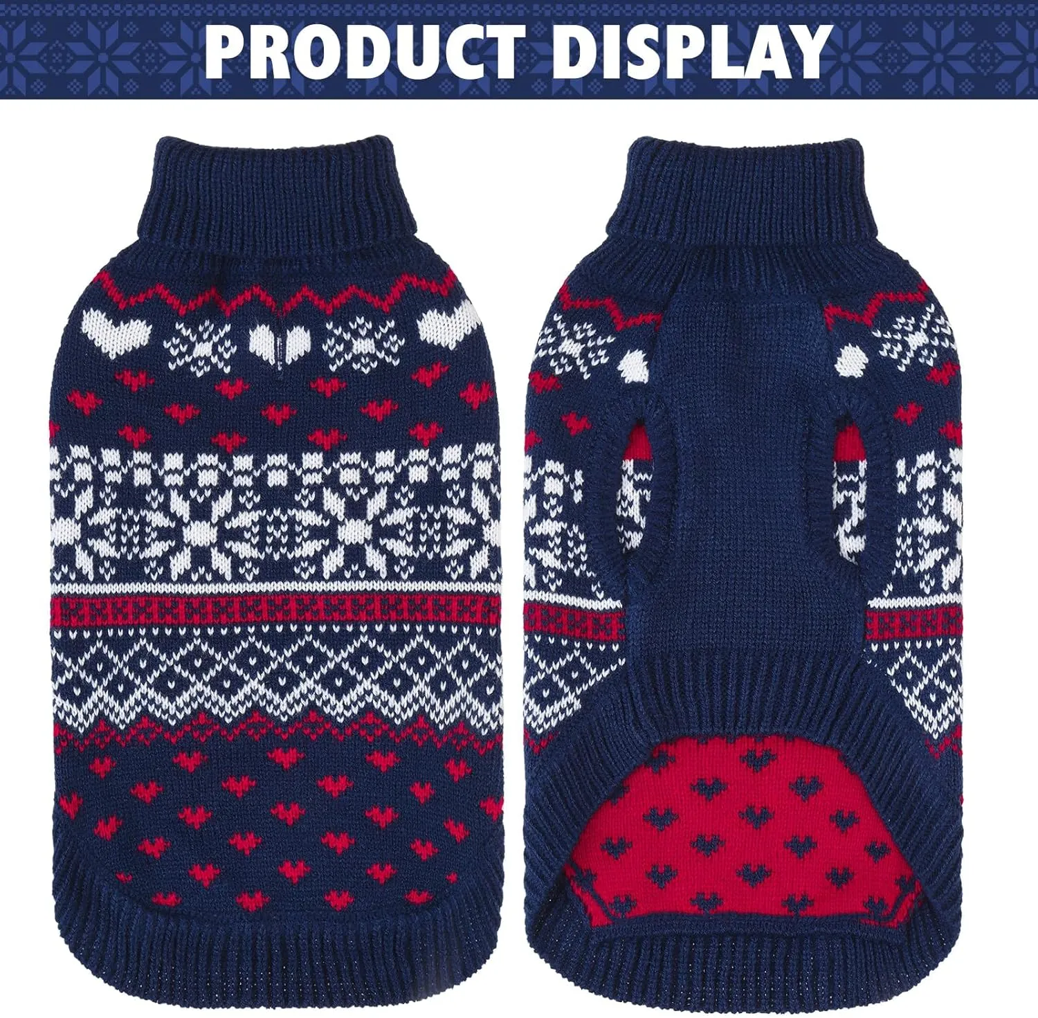 SCENEREAL Dog Sweaters for Large Medium Small Dogs, Warm Puppy Clothes Soft Turtleneck Sweatshirt, Knitted Ugly Dog Christmas Sweater Pet Outfits, Argyle Xmas Pet Cold Weather Coat for Girls Boys