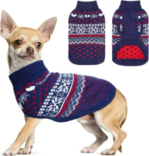 SCENEREAL Dog Sweaters for Large Medium Small Dogs, Warm Puppy Clothes Soft Turtleneck Sweatshirt, Knitted Ugly Dog Christmas Sweater Pet Outfits, Argyle Xmas Pet Cold Weather Coat for Girls Boys