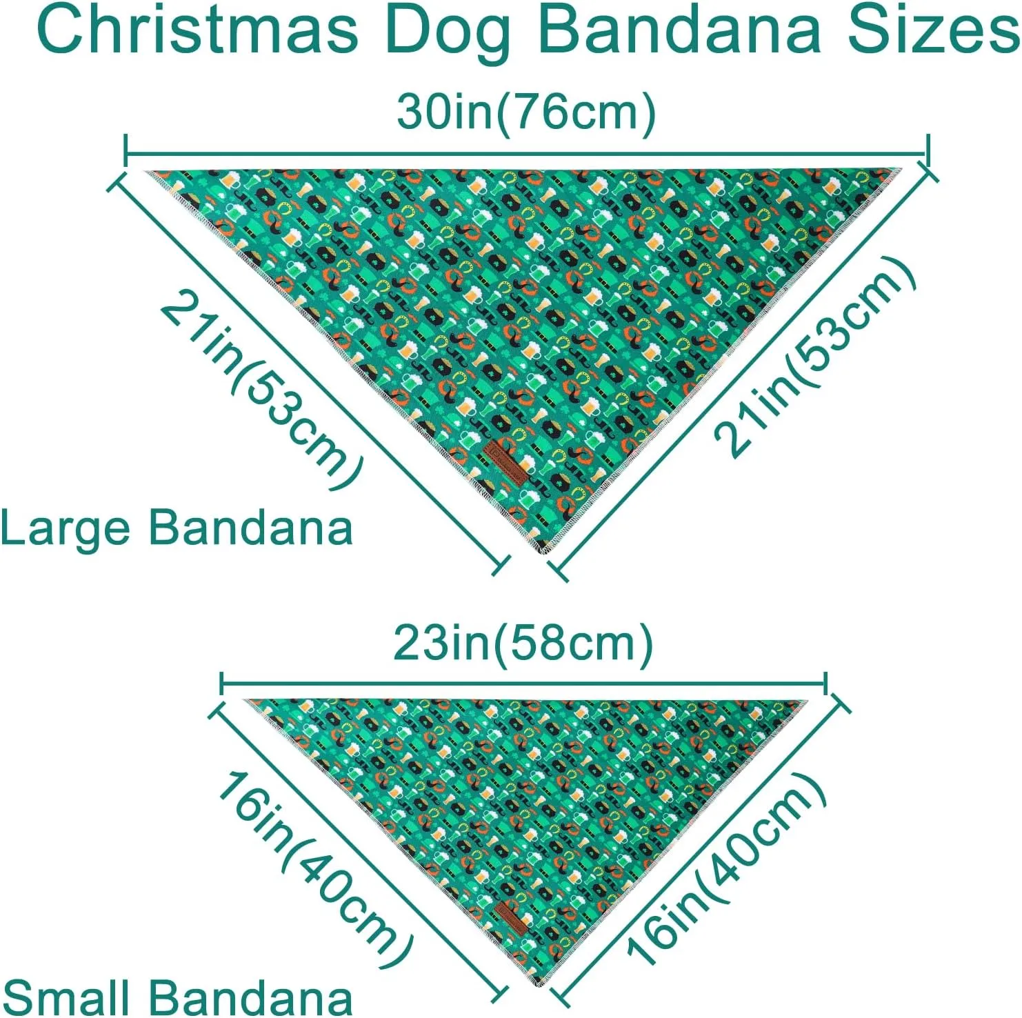 St. Patrick's Dog Bandana, Shamrock Triangle Bid Scarf for Small Medium Dog, Cotton Pet Kerchief for Girl Boy Dogs or Cats, Cute Spring Dog Bandana, Puppy Green Dog Bandana
