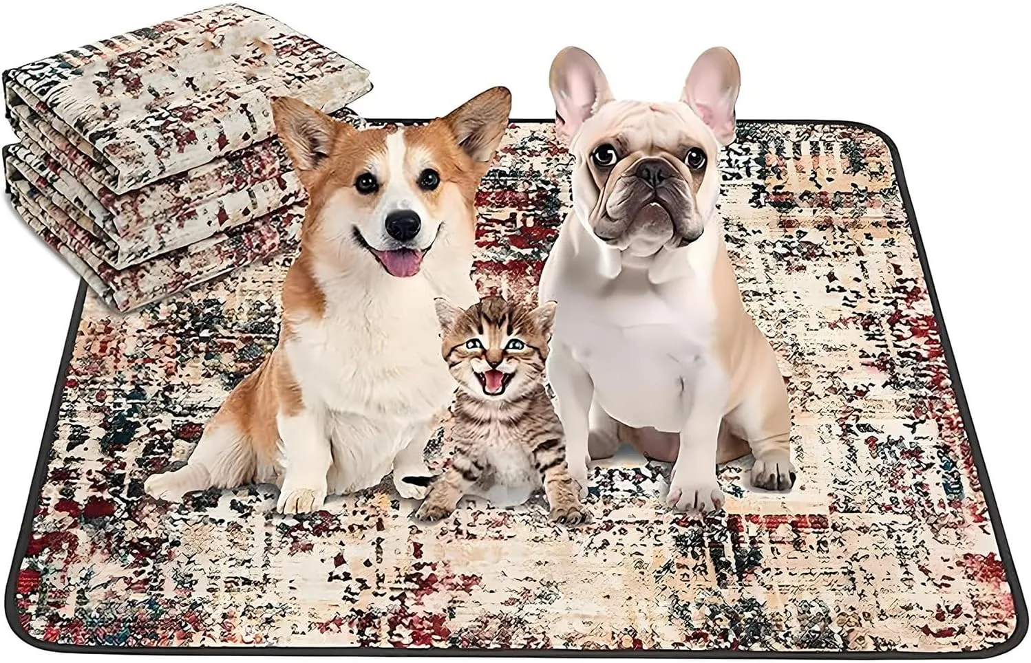 Washable Pee Pads for Dogs, 2 Pack Reusable Puppy Pads, Super Absorbent Prevent Leakage and Non-Slip, Pet Training Pads for Puppy Playpen, Crate, Whelping Box, Potty Training, 36"x41", Red