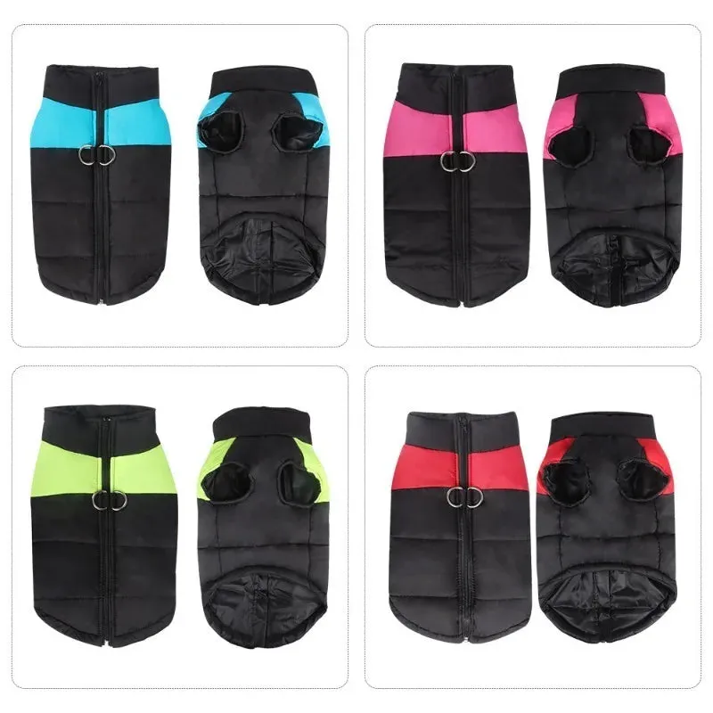 Waterproof Winter Warm Dog Clothes Padded  Pet Vest Zipper Jacket For Small Medium Large Dogs Pug Chihuahua French Bulldog Coat