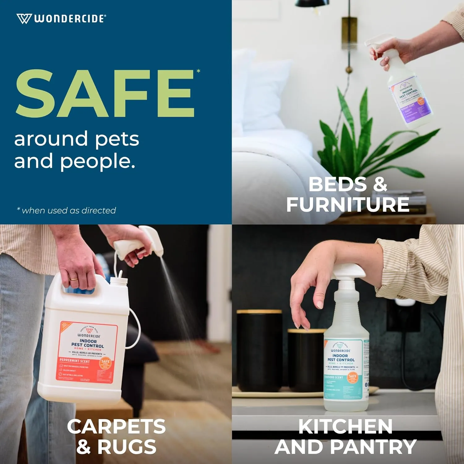 Wondercide - Indoor Pest Control Spray for Home and Kitchen - Ant, Roach, Spider, Fly, Flea, Bug Killer and Insect Repellent - with Natural Essential Oils - Pet and Family Safe  Peppermint 16 oz